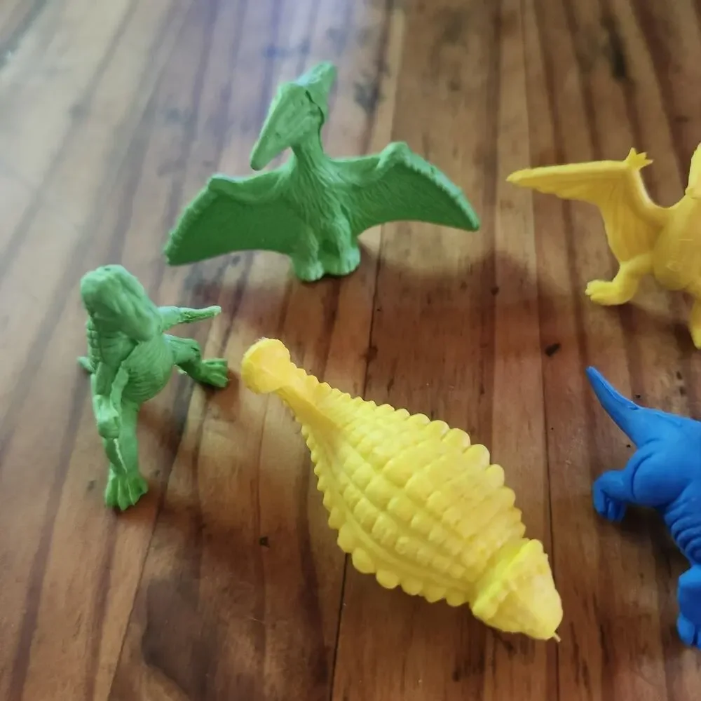 6 Vintage Diener Erasers Lot Dinosaurs Rubber Pterodactyl Ankylosaurus T-Rex